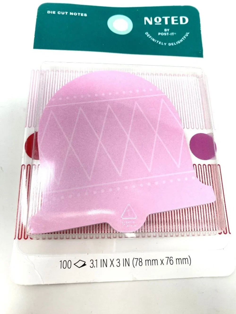 Noted by Post-it Holiday Bell Shaped Ornament Die-Cut Notes Pink Gifting